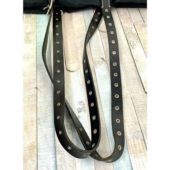 FRANK DANIEL ITALY BLCK NYLON GENUINE LEATHER TOTE CARRY-ON SHOULDER BAG HANDBAG - Picture 10 of 12